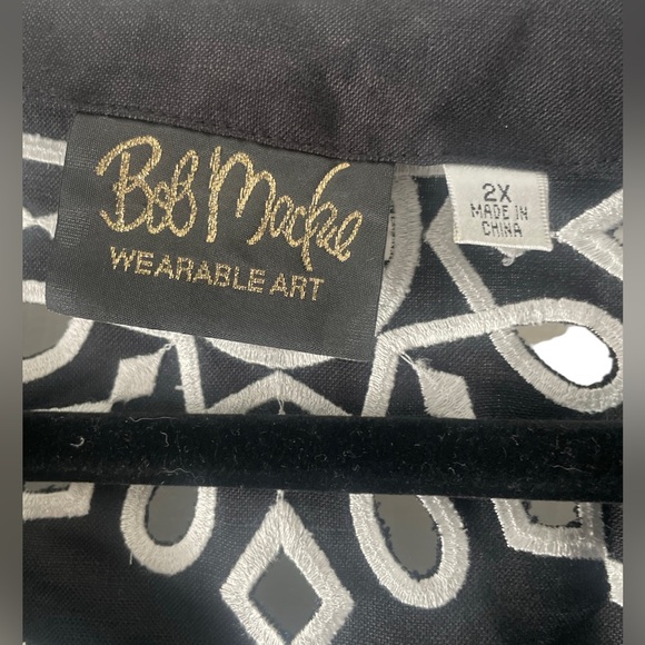 Bob Mackie Wearable Art Womens Jacket Size 2X Black Embroidered Eyelet T… - Picture 3 of 5